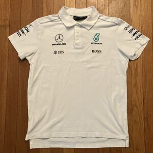 VTG Hugo Boss AMG Petronas F1 Racing Polo Shirt Sz M White HTF Rare